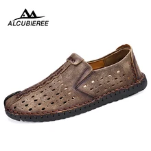 Summer Shoes Men Leather Breathable Mesh Casual Shoes Slip On Loafers Sneakers Design Men Moccasin Walking Shoes Summer 2018 New