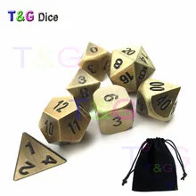 Творческий ролевая игра металлический игральная кость 7 шт./компл. из D4 D6 D8 D10 D12 D20 D% х Черная сумка для DND Настольная игра плеер/развлечения