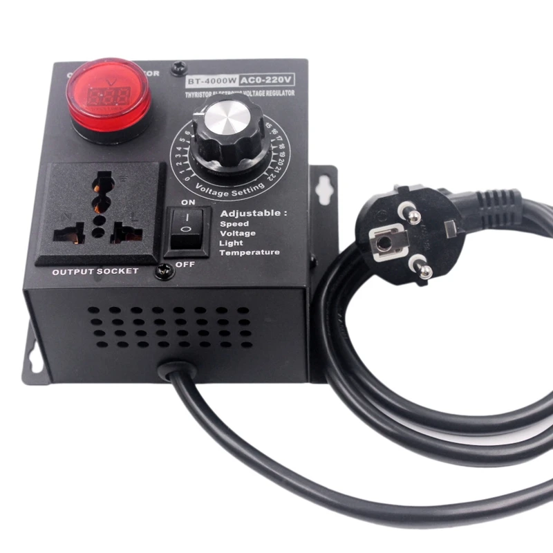 

Led Display Ac 220V 4000W Scr Electronic Voltage Regulator Temperature Motor Fan Speed Controller Dimmer Electric Tool Eu Plug