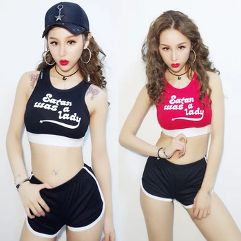

Jazz Dance Costumes Vest Shorts Women Cheerleader Costume Hip Hop Clothing Nightclub Singer Dj Ds Dancer Show Stage Outfit DT854