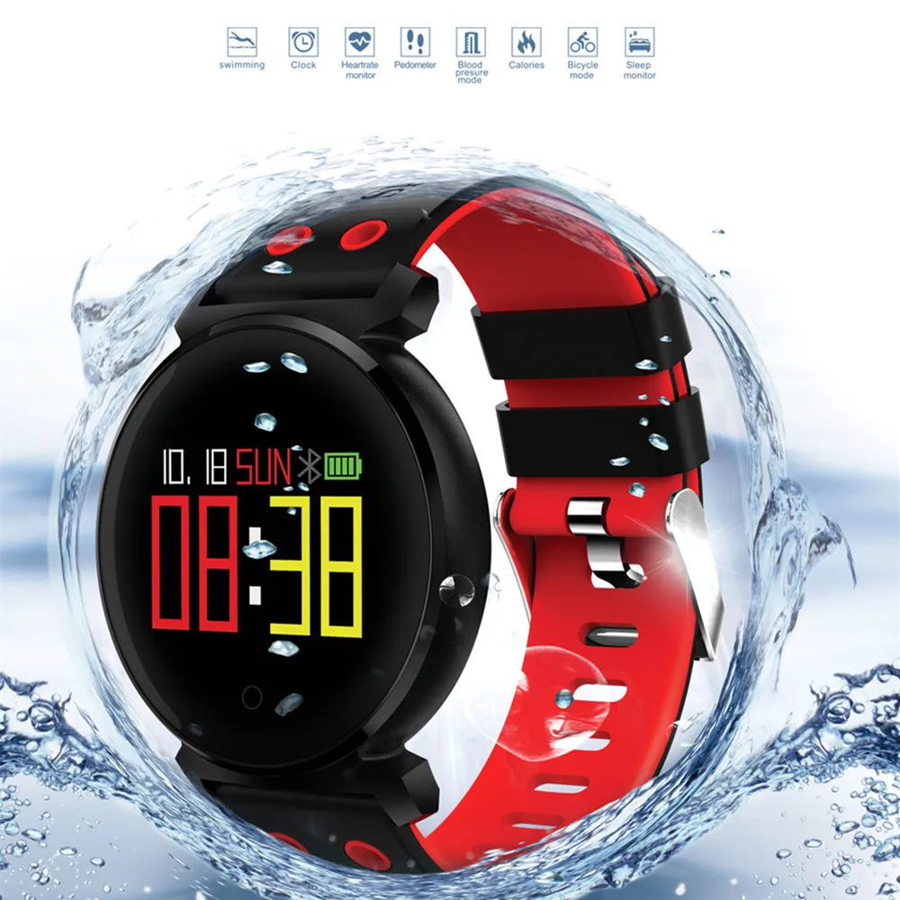K2 Bluetooth Smart часы IP68 Водонепроницаемый красочные OLED Smartwatch крови Давление монитор сердечного ритма для iOS Android