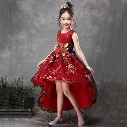 2019 винтажные кружевные Детские платья в деревенском стиле с цветком красного и зеленого цветов Пышное фатиновое бальное платье для