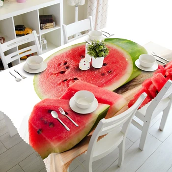 

Watermelon Fruit Pattern 3D Tablecloth Polyester Dustproof Rectangular Wedding Tablecloth Christmas Party Table Cloth Decoration