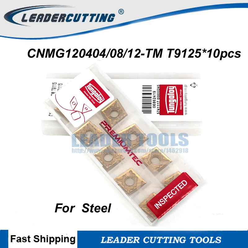 

CNMG120404/CNMG120408/CNMG120412-TM T9125*10pcs Tungaloy Original Carbide Inserts,Cutting Blade for MCLNR/MCKNR, Steel Tips