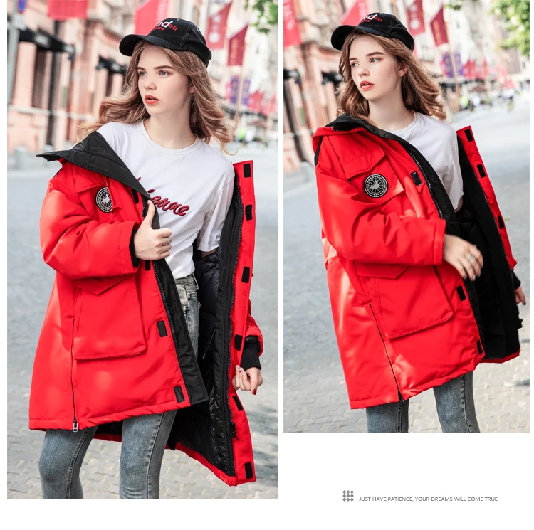 Women Winter Down Jacket Long Padded Coats For Female Zipper Loose Outwear Jackets Big Pockets Hooded Winter Coats AS041 (7)