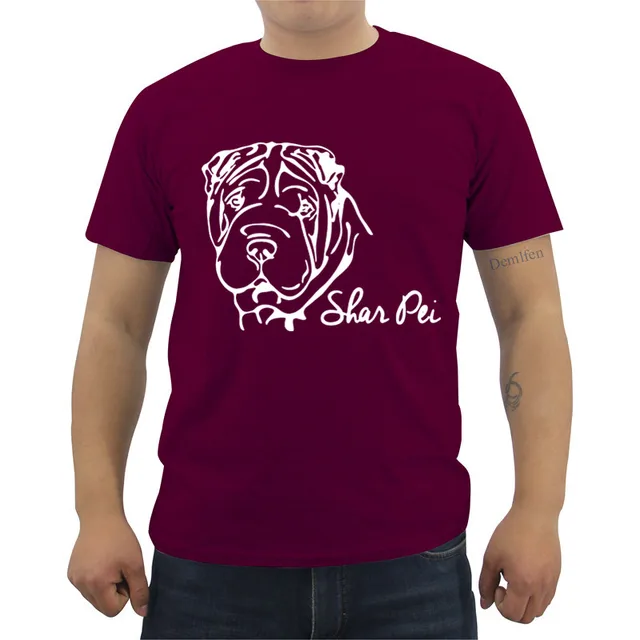 New Men�s Cotton Short Sleeves O Neck T Shirt Shar Pei Portrait Hund