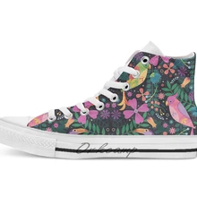 Очаровательные Tiki Birds новинка дизайн дышащая Повседневная Высокая обувь на шнуровке холщовая обувь кеды