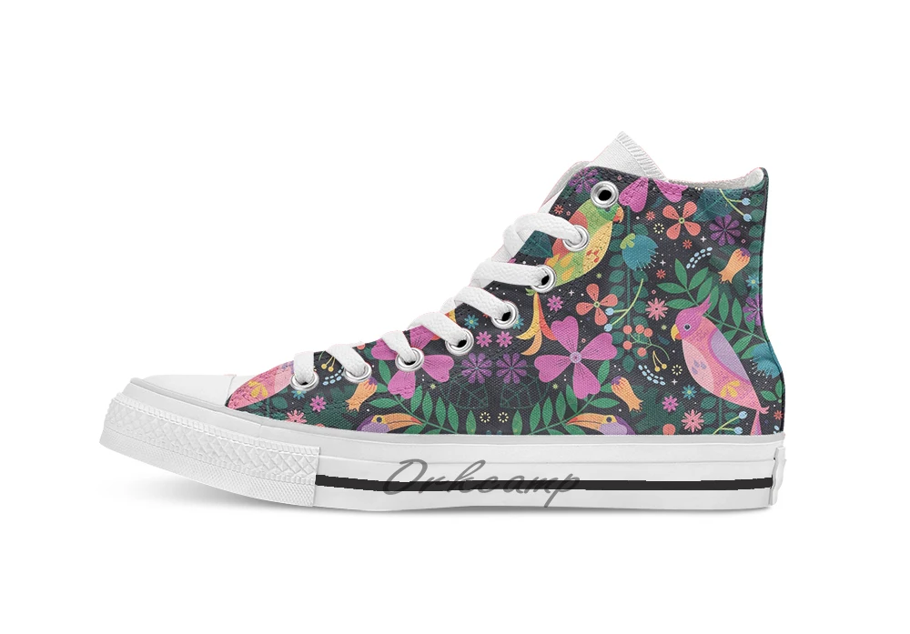 

Enchanted Tiki Birds Novelty Design breathable casual High Top lace-up Canvas shoes sneakers