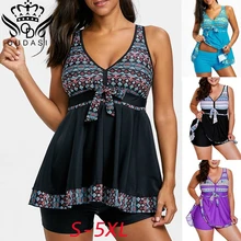 Новое поступление, купальник для женщин, бикини для женщин с цветочным принтом, 4 цвета, танкини, средняя талия, пуш-ап, купальники, плюс размер, S-5XL