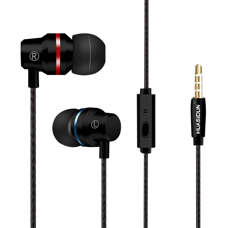 Inear earphones 3.5mm jack bass earphone with mic hifi music earbuds