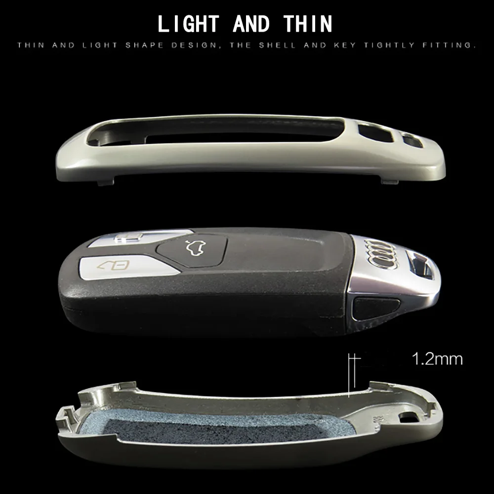 

New Protection Car Key Case Cover Skin Shell For AUDI A4L A4 B9 Q5 NEW Q7 TT TTS TFSI A5 S5 8S 2016 2017 Key Fob Ring Chain