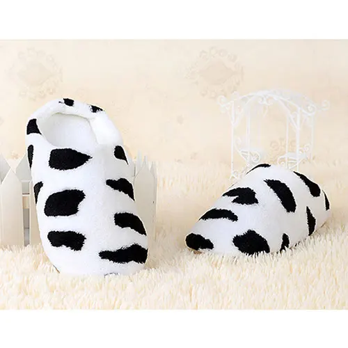 Winter Warm Home Slippers Women&ampMen Milk Cow Pattern Indoor Floor Slipper Velvet Plush Shoes Ultra-Light Fur Discount | Обувь
