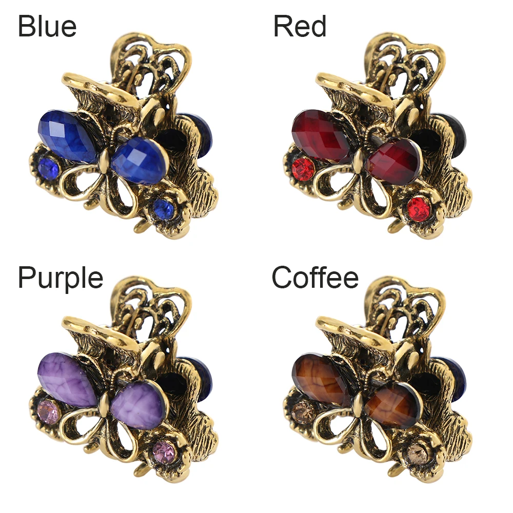 1 Pcs Retro Resin Mini Butterfly Crystal Hair Claw Clip Hair Clips Hairpin Girls Barrettes Hair Accessories