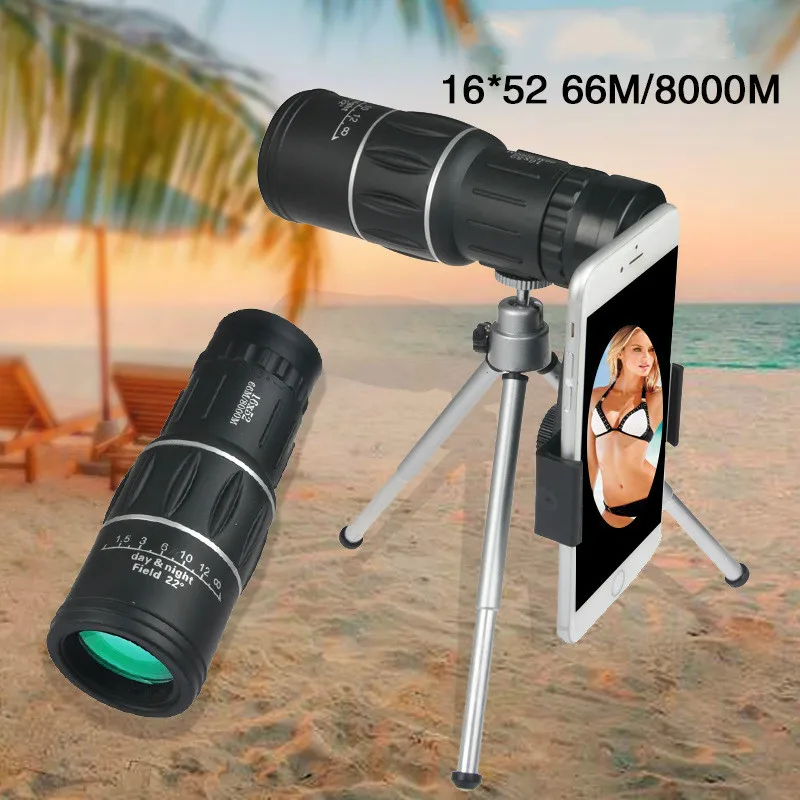 Монокулярный мини-телескоп 16x52 10X BAK4 Prism Двойной фокус регулировка ночного