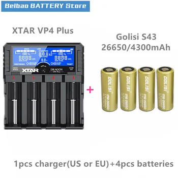 

4pcs GOLISI S43 IMR 26650 4300mah CDR 30A/MAX 40A E-CIG rechargeable battery for VAPE and Nitecore I4 XTAR VC4 Liitokala charger