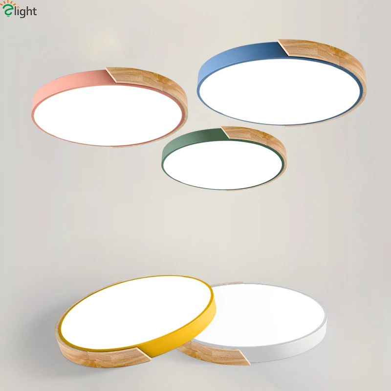  Nordic Oak App Dimmable Led Ceiling Lights Living Room Round Multicolor Alloy Led Ceiling Lamp Bedr - 32915631340
