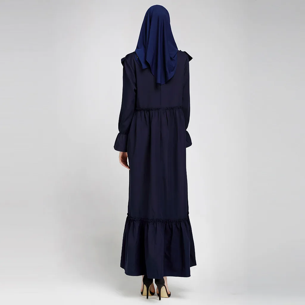 Muslim Dress vestidos Summer Print Trumpet Sleeve Clothing Embroidery Elegant Swing Dress Summer Ramadan Tunic ropa arabe mujer