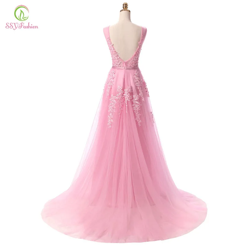 Robe De Soiree SSYFashion, кружевное, с бисером, сексуальное, с открытой спиной, длинное вечернее платье, для невесты, банкета, элегантное, длина до пола, для вечеринки, выпускного вечера