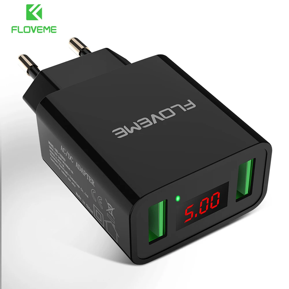 FLOVEME LED عرض 2 منافذ USB شاحن ل فون سامسونج Xiaomi باد الاتحاد الأوروبي التوصيل السفر الحائط الهاتف المحمول USB شاحن محول FLOVEME LED عرض 2 منافذ USB شاحن ل فون سامسونج Xiaomi باد الاتحاد الأوروبي التوصيل السفر الحائط الهاتف المحمول USB شاحن محول