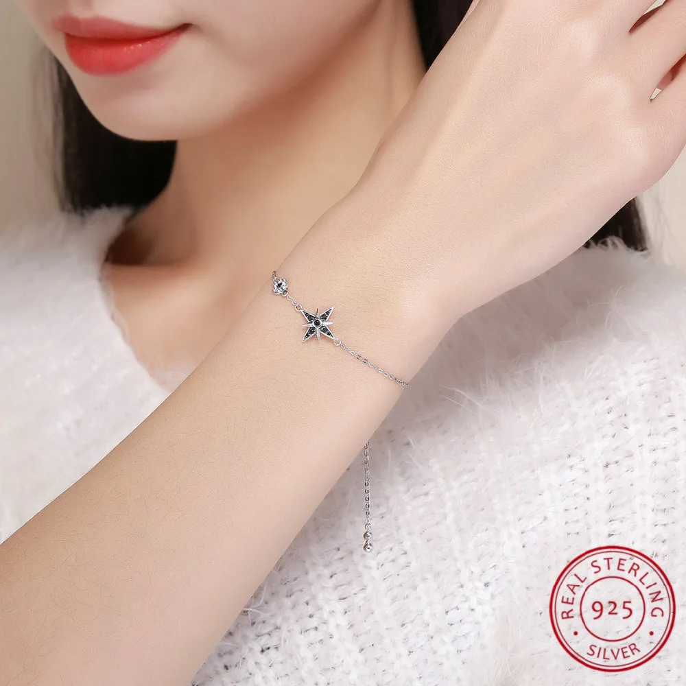 

22CM Personality New 925 Sterling Silver Jewelry Female Bight Star High-quality Popular Bracelet for Luxury Women