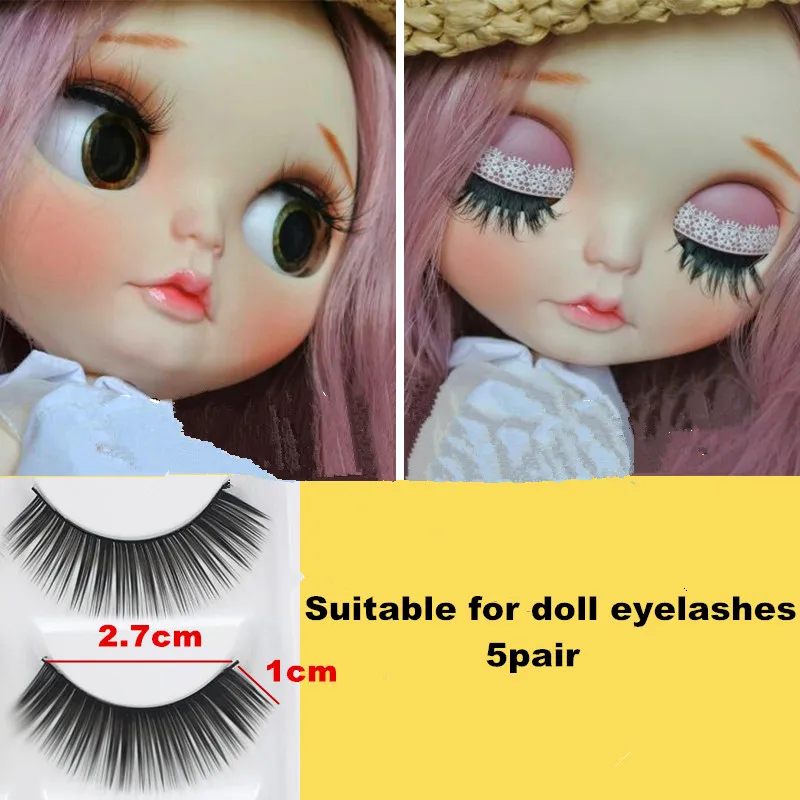 

Free Shipping eyelashes suitable for Blyth doll 5 pairs 2.7cm Blyth Doll Eye Accessories DIY Modified