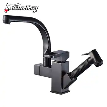 

Saeuwtowy Oil Rubbed Bronze Kitchen Faucet Dual Water Spout Hot and Cold Mixer Tap Supercharged hand spray