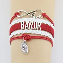 Бесконечная любовь Baylor браслеты с футбольной тематикой Шарм ручной работы кожа плетение Браслеты и браслеты для женщин мужчин Рождественский подарок ювелирные изделия