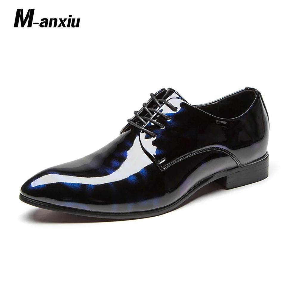 M-anxiu Fashion Pointed Toe Business Wedding Patent Leather Oxford Shoes Men Formal For Men Dress Shoes