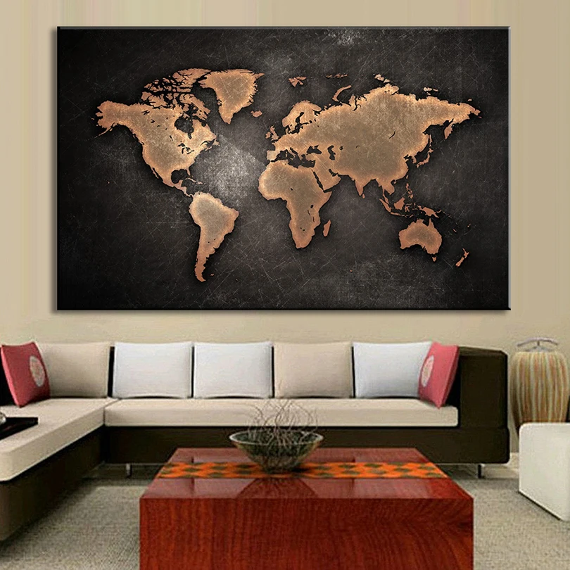 1 Pcs Set Huge Black World Map Paintings Print On Canvas Hd Abstract 1 Pcs Set Huge Black World Map Paintings Print On Canvas Hd Abstract Painting Office Wall Art Home Decor In Calligraphy From