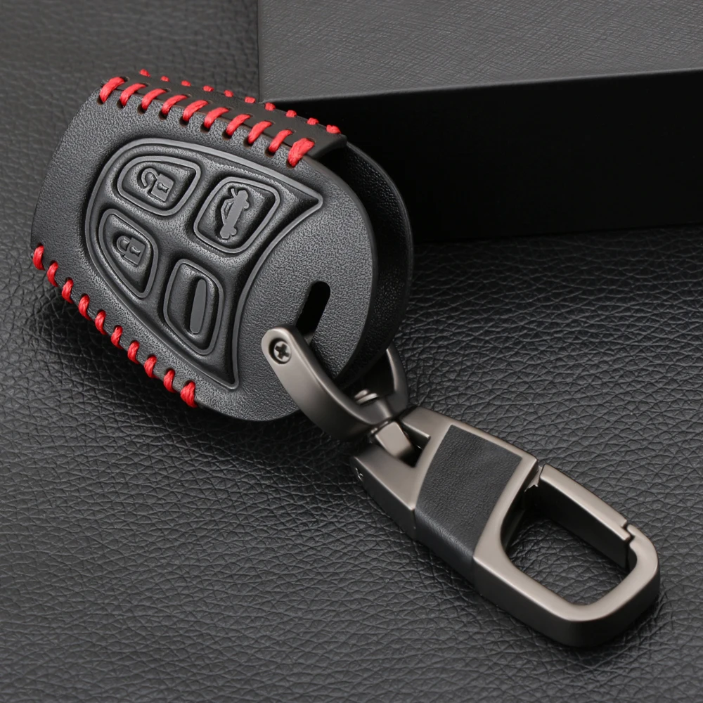 

Fashion 4 Buttons Leather car key case shell cover For SAAB 9-3 9-5 93 95 Blank Remote Car Key Shell Fob Case Cover