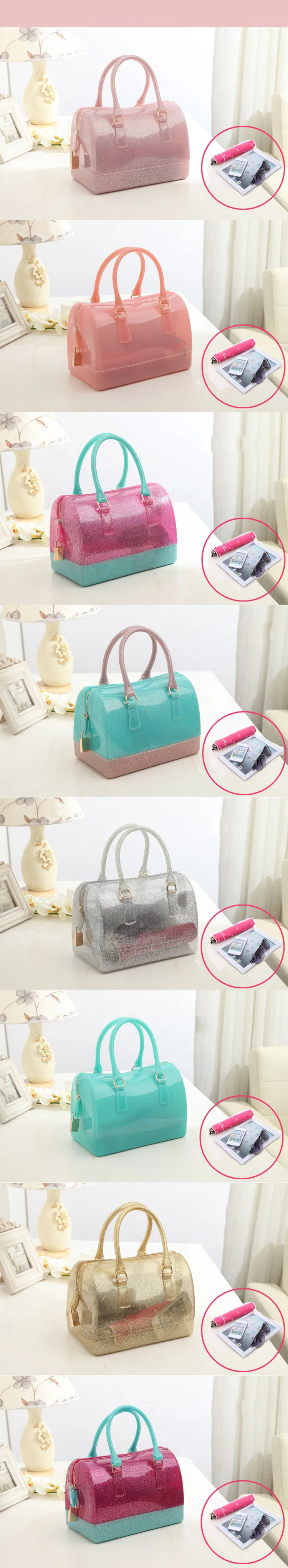 transparent clear candy mulit color handbag bag 02