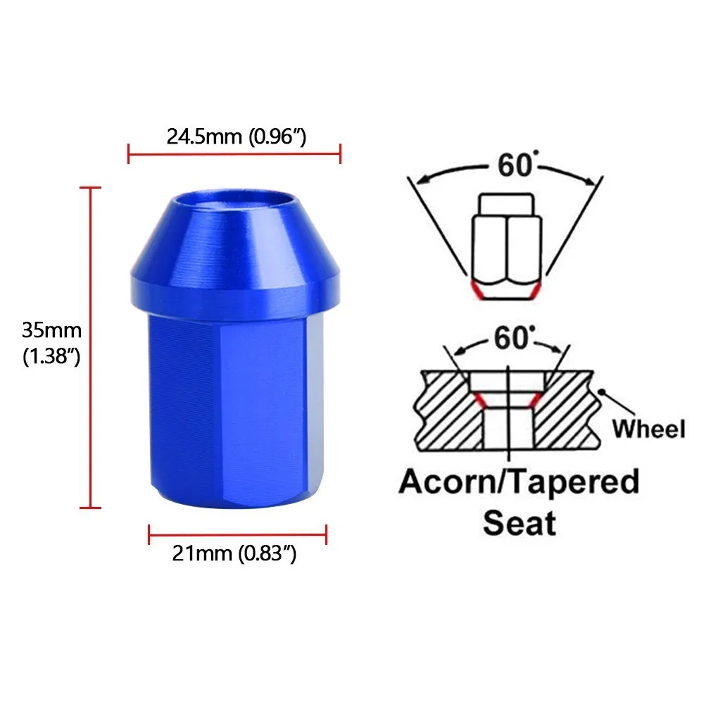 Skup Samochód Anti theft 6061 koło ze stopu aluminium nakrętki mocujące długość 35MM M12 * 1.5 M12 * 1.25 Jdm Aftermarket nakrętki z końcówką