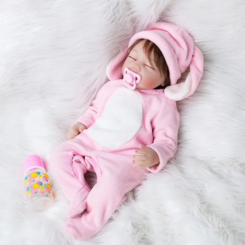 

YKLoving Reborn Dolls Cute Sleeping Doll Toys With Rabbit Ears Hat Reborn Boneca Kids Birthday Gifts Children Appease Toys 55cm