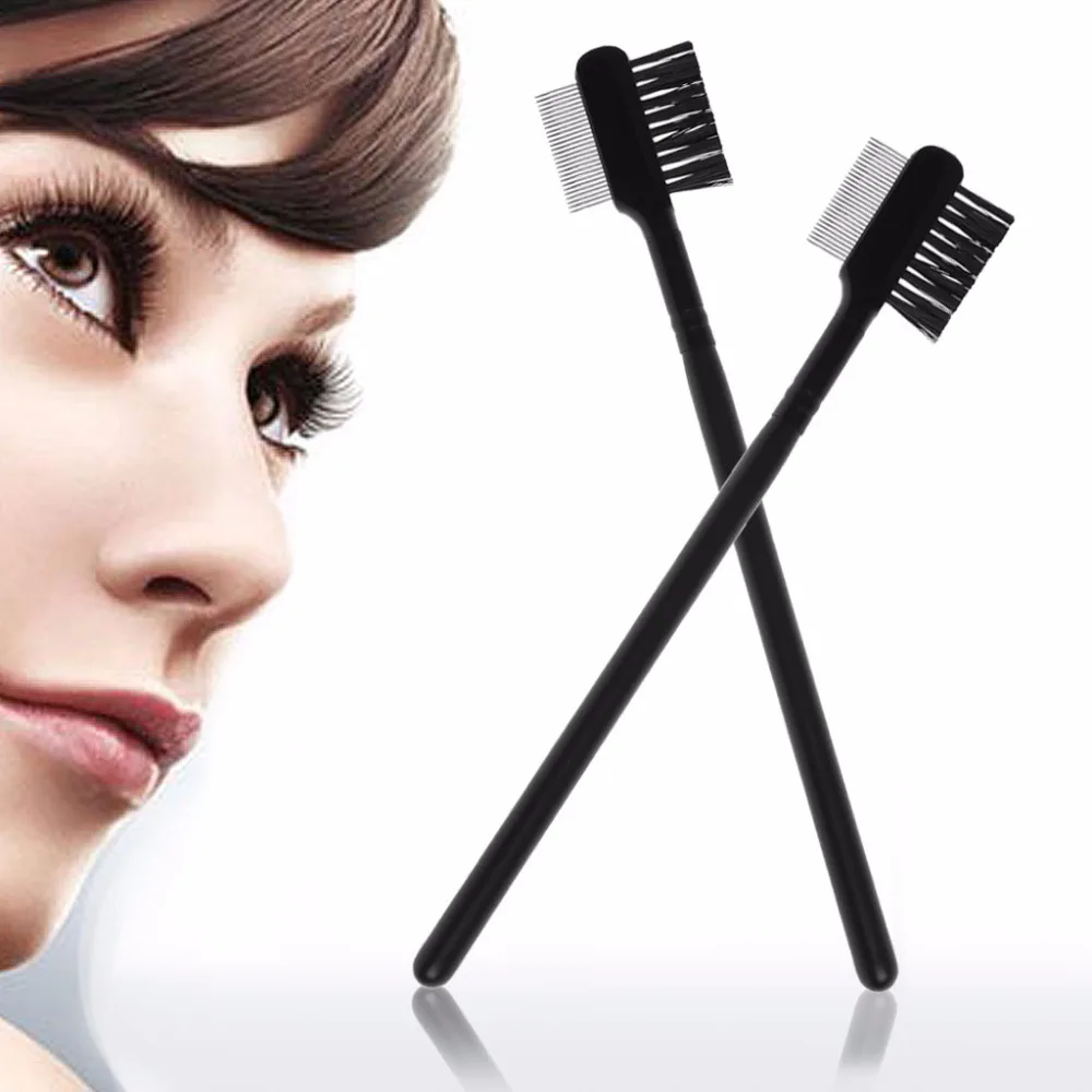 Steel Eyebrow Eyelash Dual Comb Extension Brush Close packed Comb