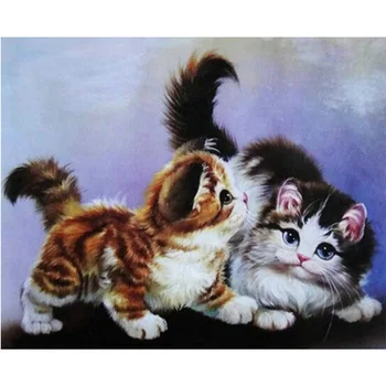 

Diy diamond painting cute two kittens embroidery diamond cross stitch kits 5d diamond mosaic rhinestone hobby&crafts decor M57