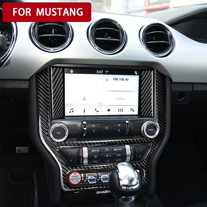 

Carbon Fiber Car Console Frame Stickers For Ford Mustang 2015-2017 Car Center Control Panel AC CD Covers Car Styling