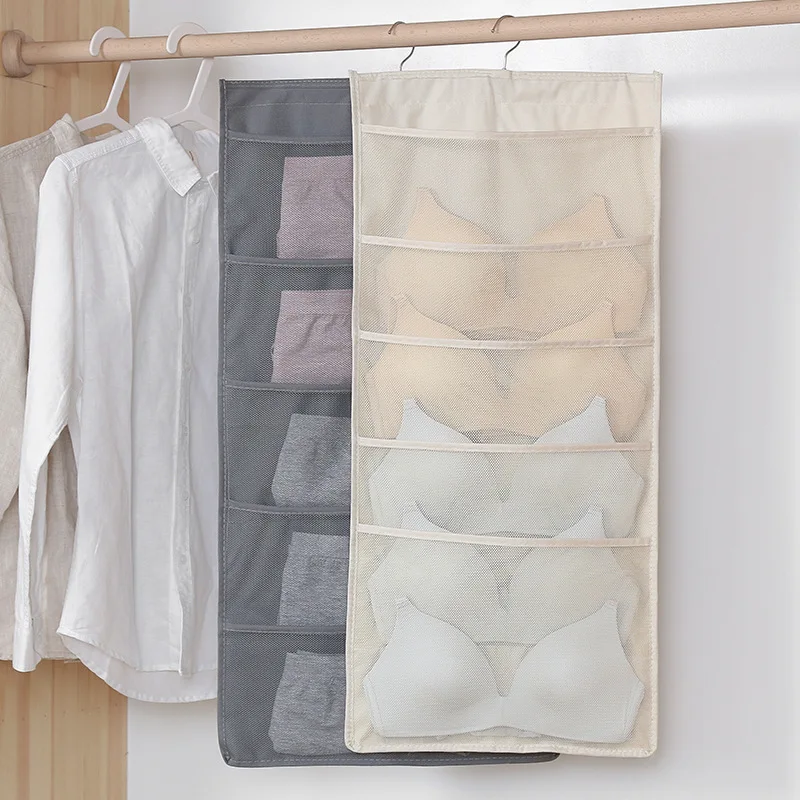 Simple Modern Oxford Hanging Storage Bag 1pcs Underwear Stockings Closet Organizer For Wardrobe Double Side Hanging Organizer