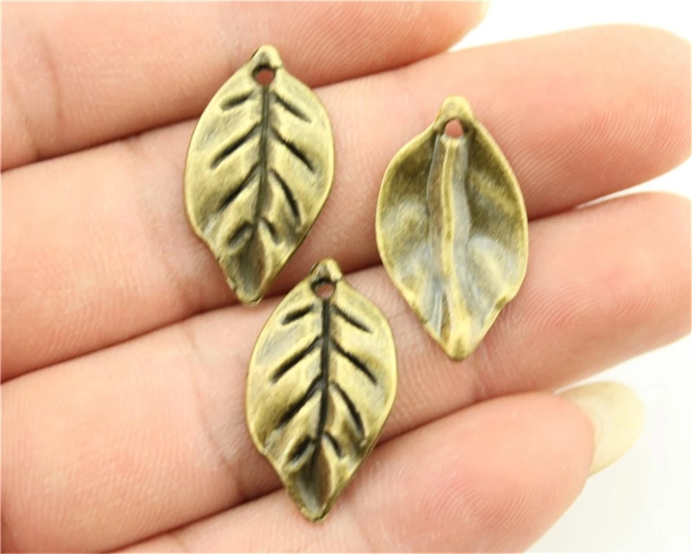 

WYSIWYG 10pcs 25x14mm Vintage Leaf Pendants Charm For Jewelry Making Antique Bronze Color Leaf Pendants Charm Leaf