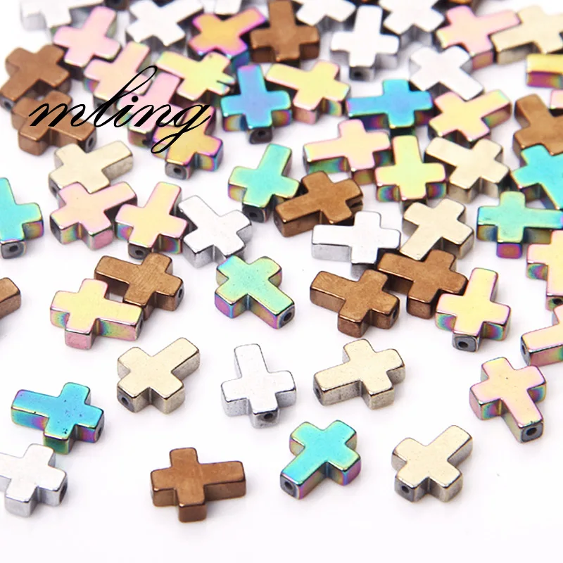 

20pcs High quality Jesus cross Black Hematite Beads Accessories for Jewelry Making Diy plating Stone beads