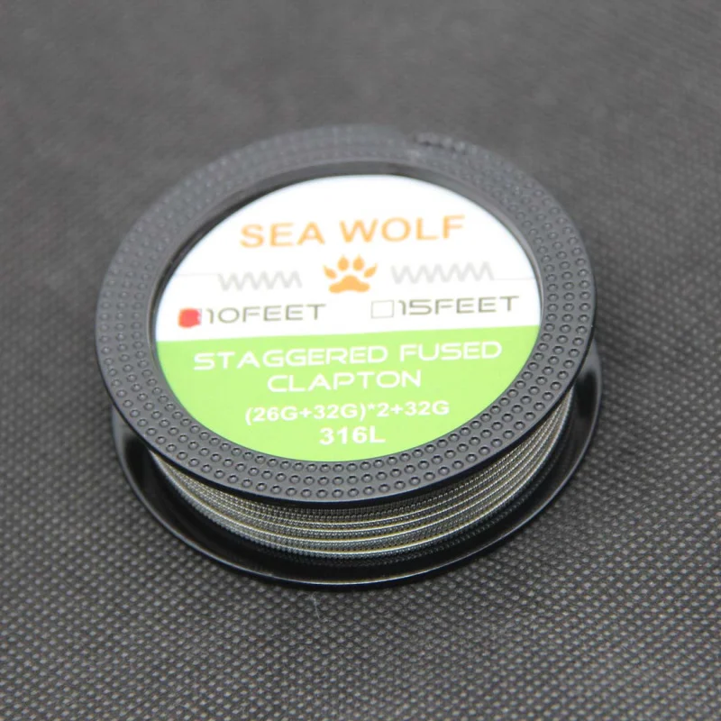 Перестраиваемый Сплавленный провод Clapton SEA WOLF 10 футов SS316L (26GA + 32GA)x2 32GA SS для RDA RBA