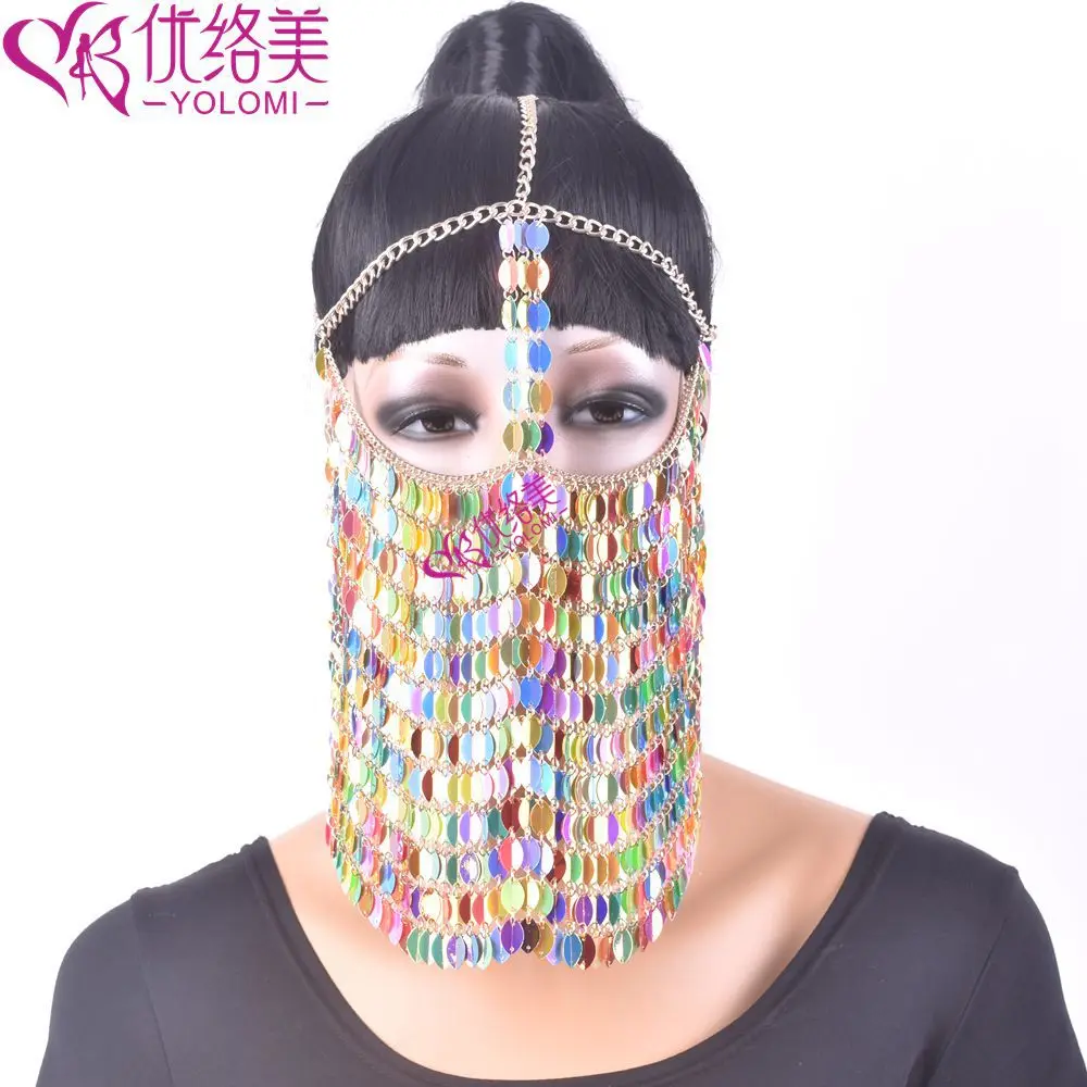 Маска для лица цепь Женская панковский многослойный голова цепь украшение для волос полная маска для лица украшения для тела