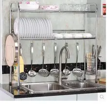  Stainless steel kitchen single and double sink drain rack. Basin storage racks..07 