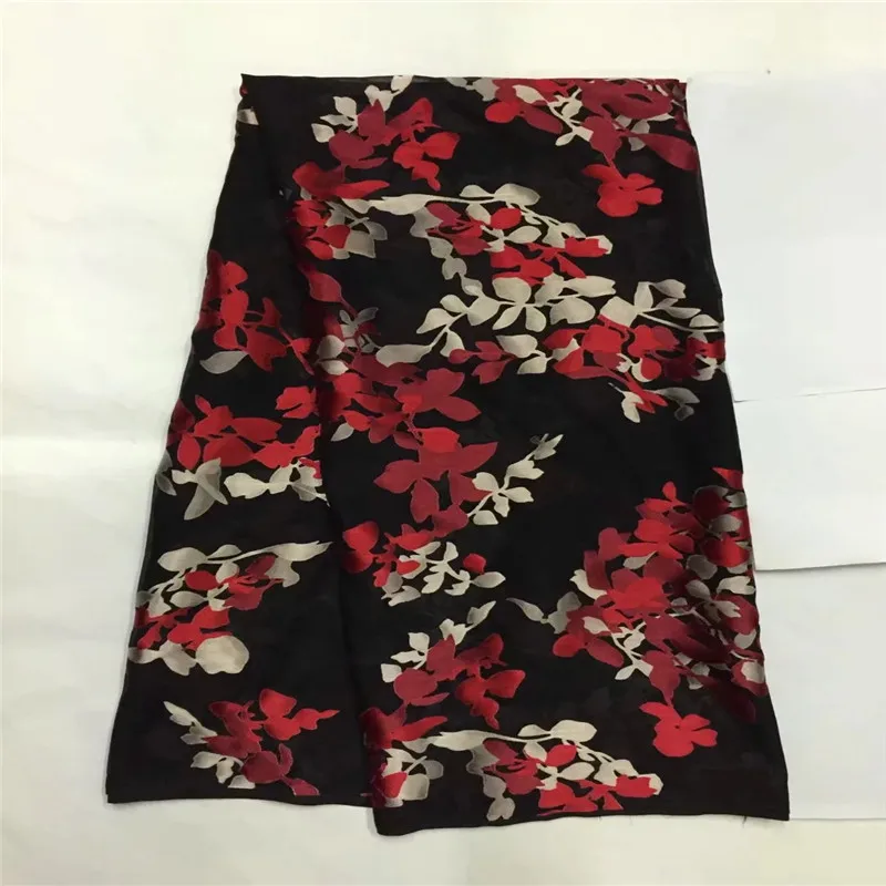 

High quality silk fabric for lady dress embroidered george silk fabric African metallic silk fabric 114cm/8mm 5yards !lxe061302