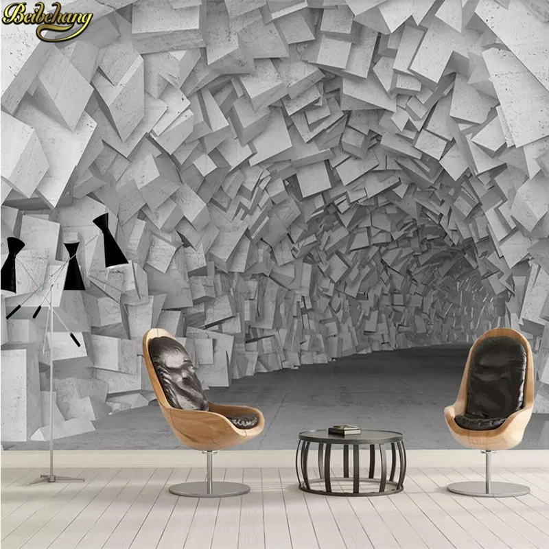 

beibehang 3D Wallpaper Mural 3d brick simple stereoscopic space geometry build Wall paper Living Room Bedroom Tv Background