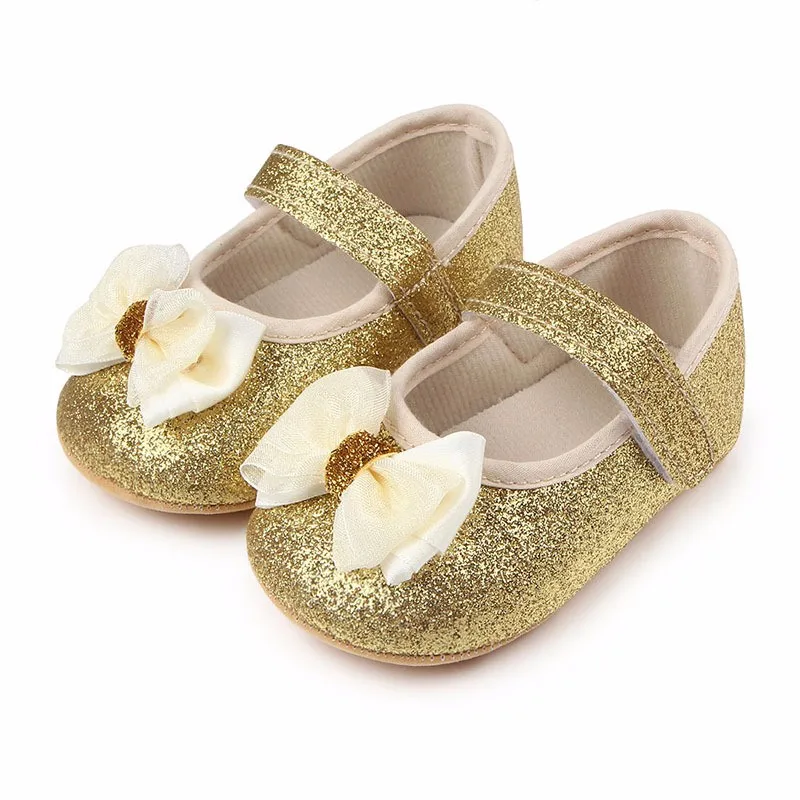 

Princess Baby Girls Shoes Bow Bling Crib Bebe Footwear Newborn Infant Toddler Kids Footwear Soft Sole Antislip Prewalkers Shoe
