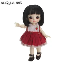 1/8 BJD / SD Doll Wigs Vampire / Chloe Dolls Super Soft Black Short Hair with Air Bangs 5-6 Inch 1/8 High-temperature wig