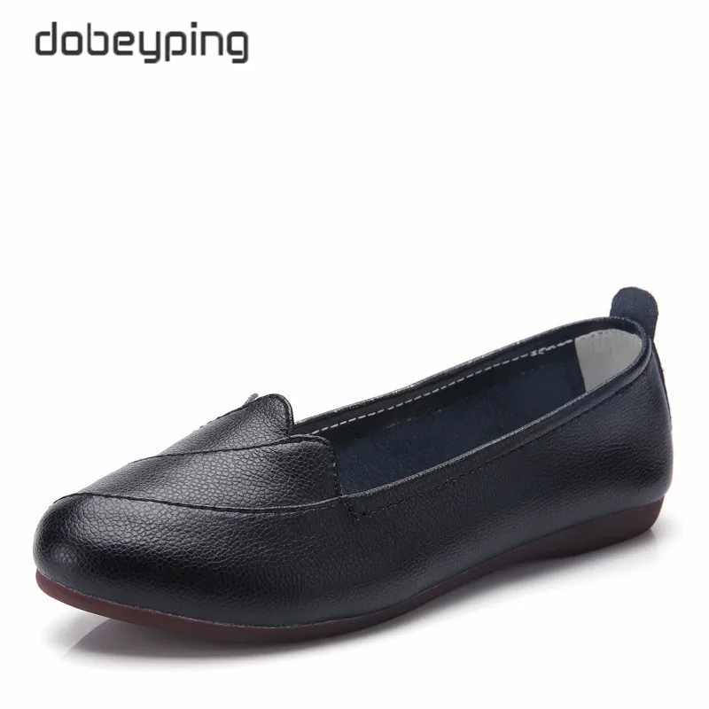 

dobeyping New Spring Autumn Shoes Women Real Leather Female Loafers Slip On Woman Flats Solid Women's Ballets Flats Size 35-41