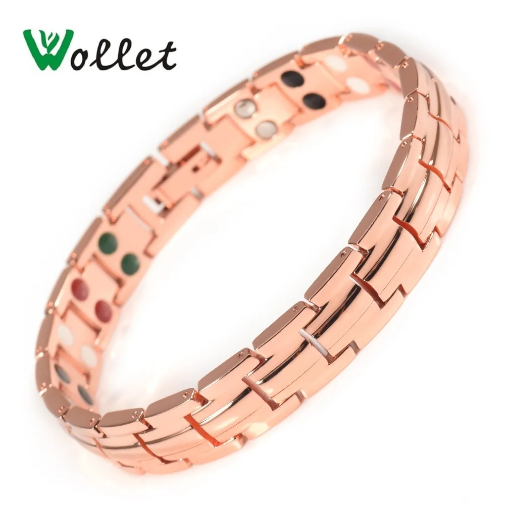 

Wollet Jewelry Fashion Red Copper Magnetic Bio Health Energy Double Row solid Copper Bracelets for Women Arthritis Pain Relief