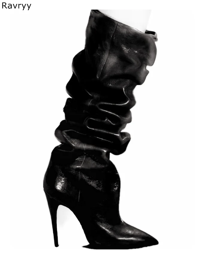 Mujer Estrecha Otoño Zapatos Tacones Largas De Picture Para as Botines Cuero Botas As Moda Finos Motocicleta Azul Lujo Picture Punta 8YFnzW
