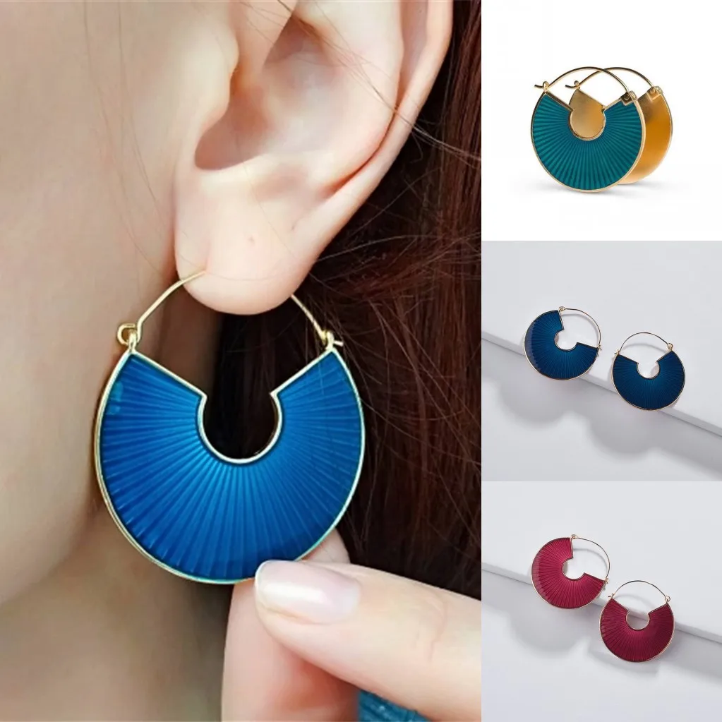 

2019 New Fashion Korean Earrings for Women Blue Drip Oil Shell Drop Earrings Boho Geometric Dangle Earrings Statement Jewelry